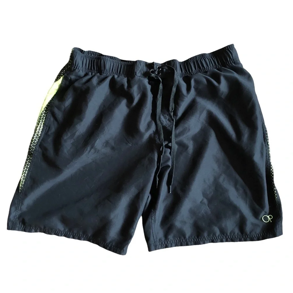 OP Drawstring Swim Trunks Navy Yellow XL Mens